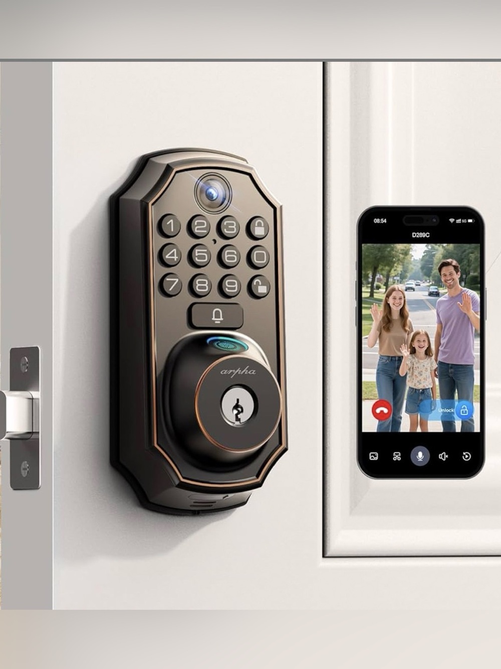 5-in-1 WiFi Smart Door Lock with Live Doorbell Camera